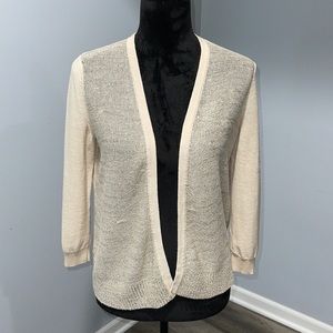 Loft size small linen blend cardigan beige sequin sweater top